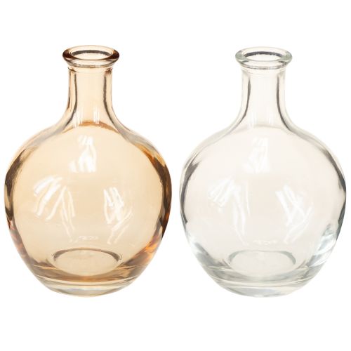 gjenstander Minivase i glassflaske, ravfarget og klar, Ø7,5 cm, H11 cm, 4 stk.