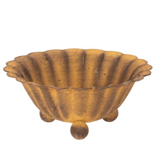 gjenstander Vintage telysholder, liten bolle, rustfarget metall, Ø10 cm, H4,5 cm