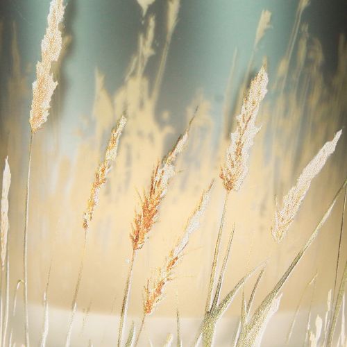 gjenstander Dekorativ glasslykt med gressdesign for stemningsfulle romdetaljer, blå, 8 cm, 4 stk.