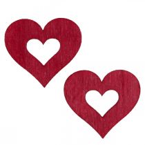 gjenstander Dekorative hjerter scatter dekorasjon trehjerter rød Ø2cm 144p
