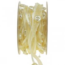 gjenstander Deco bånd krem hjerter perler bryllup dekorasjon 10mm 5m