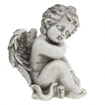 gjenstander Minnefigur sovende engel grå 16cm 2stk