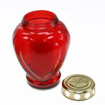 gjenstander Grav lys hjerte rød 11,5cm x 8,5cm H17,5cm 4stk
