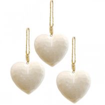 gjenstander Trehjerte dekorativ henger dekorativt hjerte til oppheng hvit 12cm 3stk