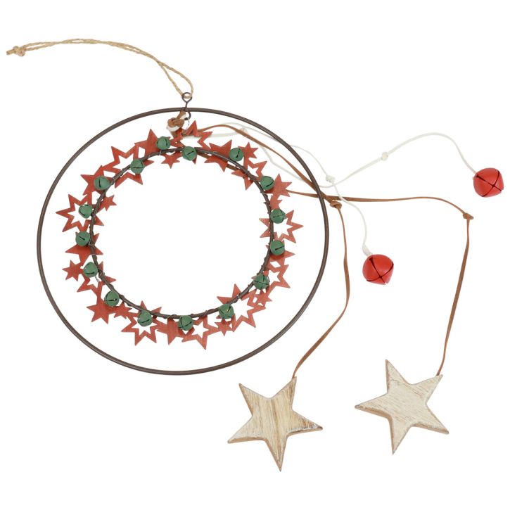 gjenstander Hengende dekorasjon Julepynt ring metall tre vintage Ø19cm