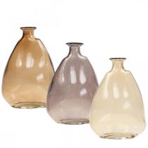 gjenstander Minivaser glass dekorative vaser gul, lilla, brun H12cm 3stk