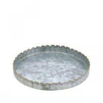 gjenstander Rundt metallbrett, lysplate, borddekorasjon sølv/gylden Ø15cm H2cm