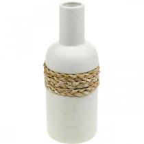 gjenstander Blomstervase hvit keramikk og sjøgress vase bordpynt H22,5cm