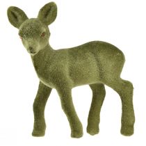 Dekorativ figur hjort fawn flokket julefigurer grønne 10,5cm 6 stk