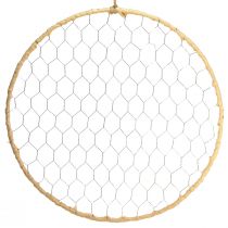 gjenstander Dekorativ ring metall hengende dekor Raffia sølv natur Ø38cm 4stk