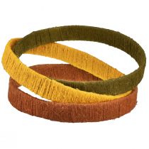 gjenstander Dekorativ ring juteløkke gul okerbrun 4cm Ø30cm 3stk