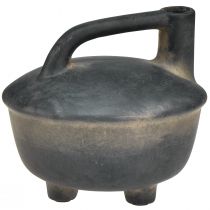 gjenstander Dekorativ vase kanne keramisk antikk look antrasitt beige 18cm