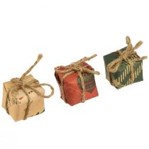 gjenstander Papirgaveesker minisett, rød-grønn-naturlig, 2,5x3 cm, 18 deler - juledekorasjon