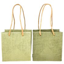 Gaveposer med håndtak papirfolie grønn 10,5cm 12 stk