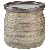 gjenstander Keramisk potteplante dekorativ vase metallic gråbrun 14×14cm