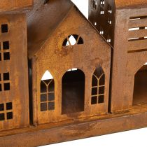 gjenstander Vintage lyshus laget av metall i rustdesign – 80x15x35 cm – stemningsfull juledekorasjon