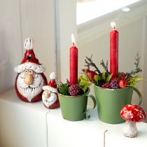 gjenstander Søt keramisk julenissefigur, rød og hvit, 10cm - sett med 4, perfekt juledekorasjon