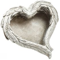 gjenstander Plante hjertefjær støpestein hjerte grå hvit 13×12×6cm 2stk