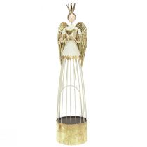 gjenstander Borddekorasjon engelfigur i metall med hjerte hvitt gull H54cm