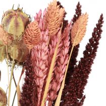 gjenstander Tørket blomsterbukett korn Nigella rosa oransje 50cm