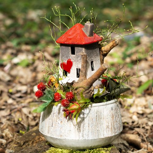 Kjære keramiske huslykter i sett med 2 - hjertedesign, rød og naturlig, 17,5 cm - romantisk dekorasjon for hjemmet