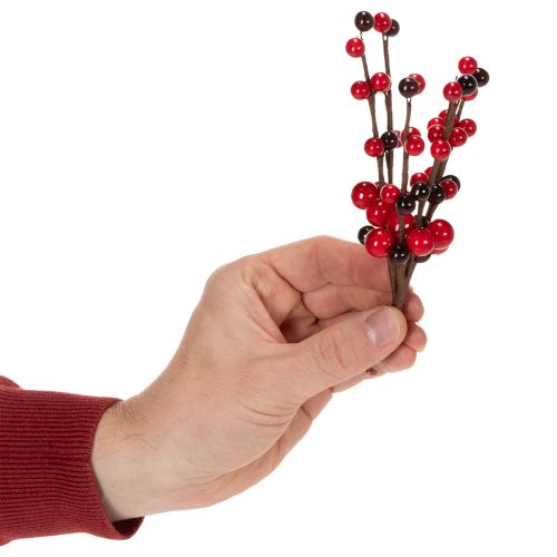 gjenstander Kunstig gren med røde bær, 15 cm, 6 stk.