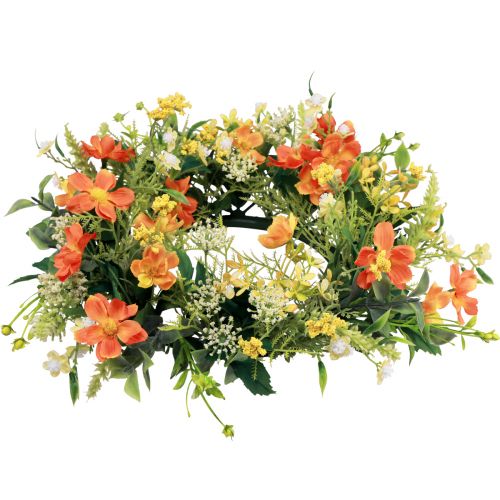 gjenstander Kunstig blomsterkrans anemoner oransje Ø30cm H9cm