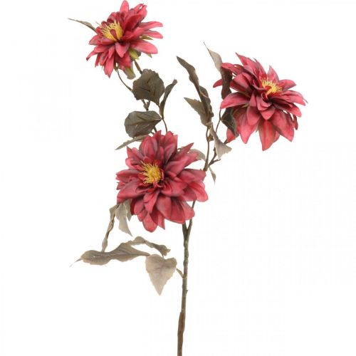 Kunstig blomst dahlia rød, silkeblomst høst 72cm Ø9/11cm