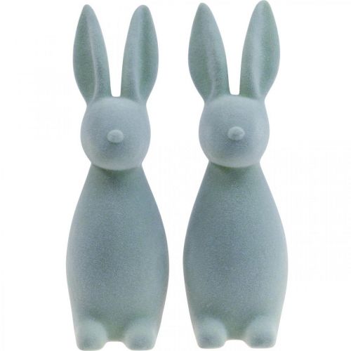 gjenstander Deco Bunny Deco Easter Bunny Flocked Grågrønn H29,5cm 2stk