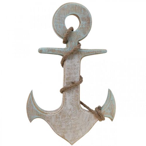 gjenstander Anchor Deco Tre Maritime Deco Hvit Blå 24,5cmx14,5cm