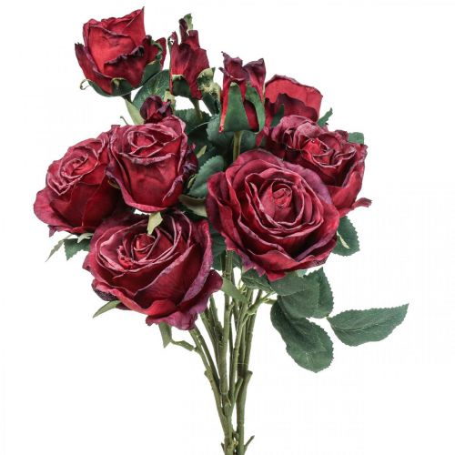 Deco roser røde kunstroser silkeblomster 50cm 3stk