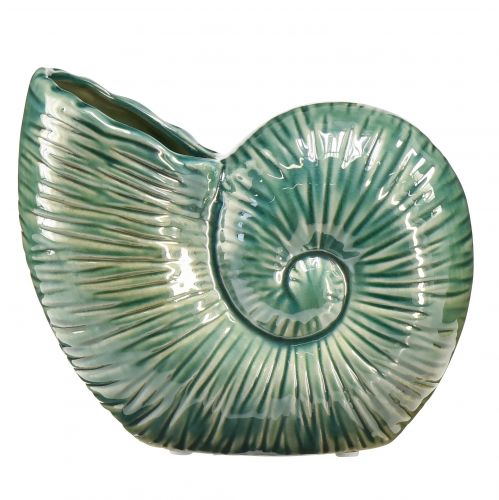 Dekorativ vase sneglehus keramisk grønn 18x8,5x15,5cm