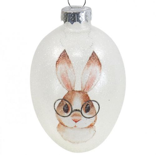 gjenstander Deco henger glass deco egg kanin med glass glitter 5x8cm 6stk