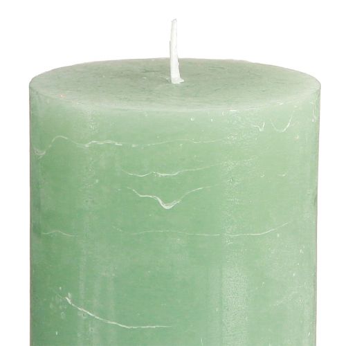 gjenstander Ensfargede lys grønne jade søylelys 70×120mm 4 stk.