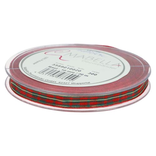 gjenstander Gavebånd Scottish Christmas Ribbon Rød Grønn 10mm 20m