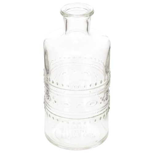 gjenstander Glassflaske med mønster, sylindrisk, klar, dekorativ vase, 15 cm, 6 stk.
