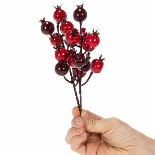 gjenstander Kunstig granateplegren med forgrenende stilker som vasedekorasjon, 19 cm, 4 stk.