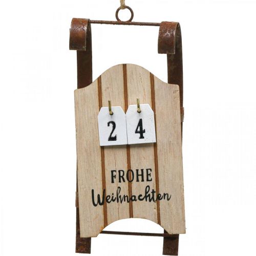 gjenstander Dekorativ slede trekalender adventsrust L14,5cm 2 stk