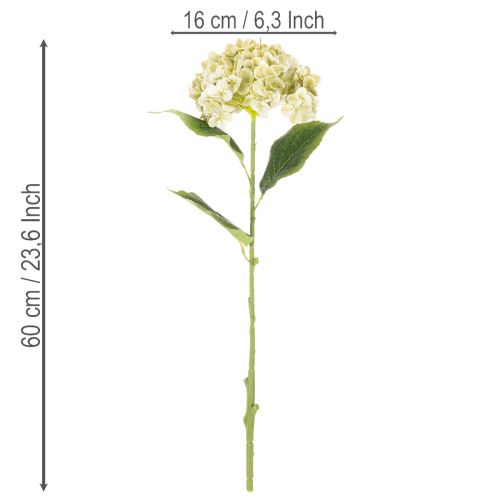 gjenstander Kunstig hortensiablomst med lang stilk og blader, 60 cm