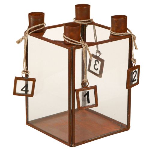 Lysholder Advent for fylling rustmetall 10×10×15,5cm