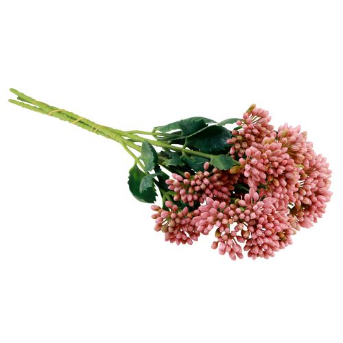 gjenstander Kunstig Fat Høne Sedum Stonecrop blomstrende rosa 47cm 3stk