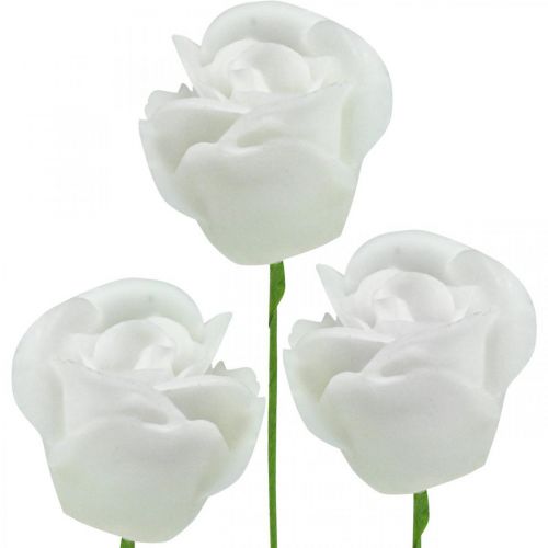 Kunstroser krem voksroser dekorative roser voks Ø6cm 18stk
