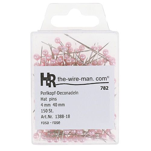 gjenstander Perlehodenåler rosa Ø4mm 4cm 150 stk