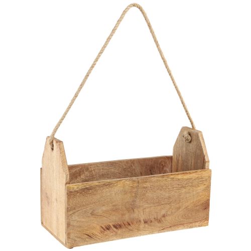 Plantekasse naturtre jute med håndtak 35x16x21,5cm