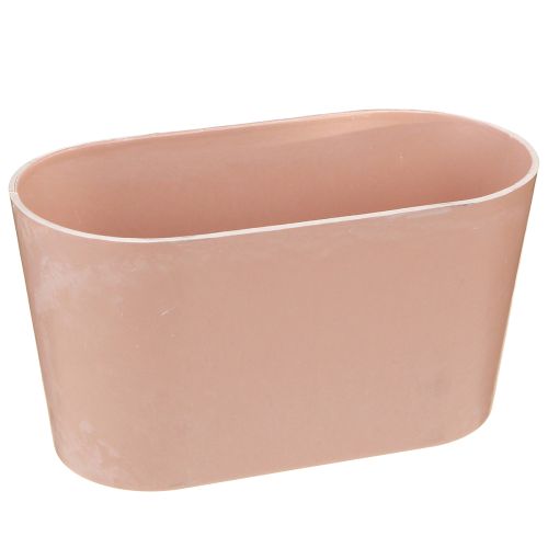 Planteskål oval pynteskål plast rosa brun 20×10×11cm 3stk