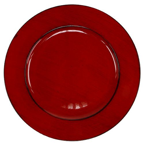 Plastplate Ø33cm rød-svart