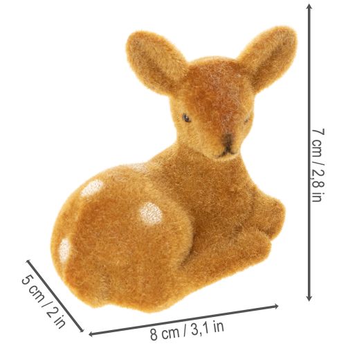 gjenstander Dekorativ liggende rådyrfigur til borddekorasjon, 8 cm, 6 deler