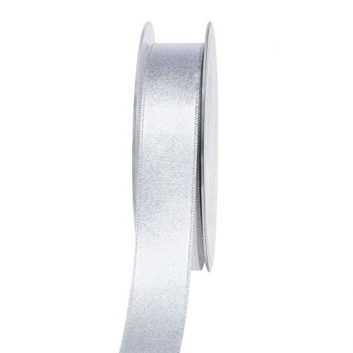 gjenstander Satengbånd med glimmer sølv 25mm 20m