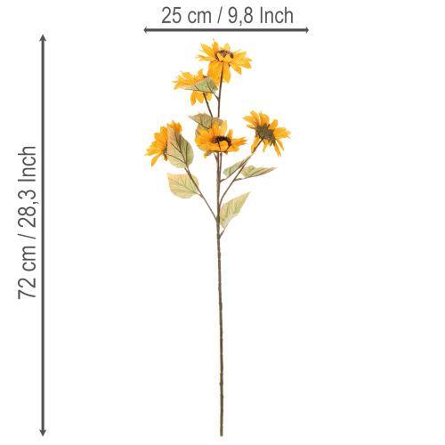 gjenstander Kunstig solsikkeblomst, naturtro dekorasjon, 72 cm, 2 stk.