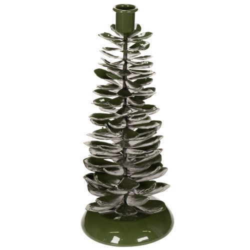 gjenstander Lysestake juletre grønn metalldekorasjon 28cm